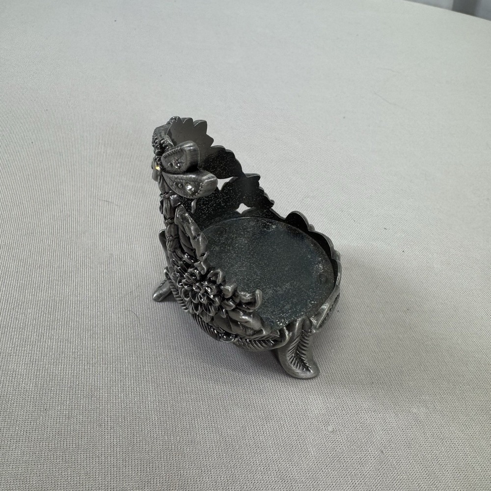 Pewter Floral With Dragonfly Votive Candle Holder Roses